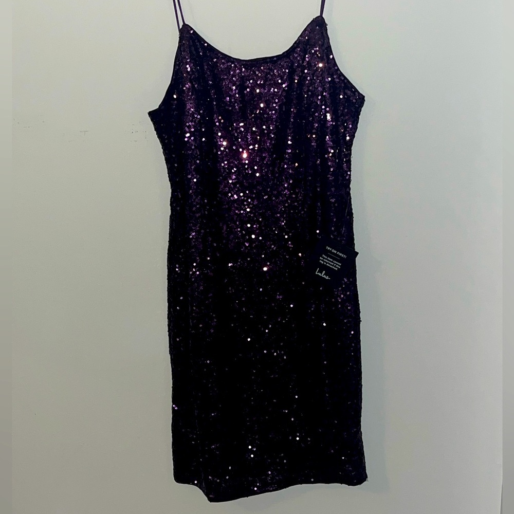 Lulus Sparkle Dark Purple Dress Size Large Brand New with tags